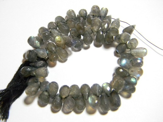 A Quality Labradorite Faceted Drop Briolettes